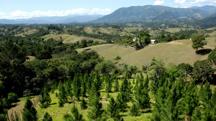 La plaine du Cibao en République Dominicaine, alimentée par le fleuve Yaque del Norte 