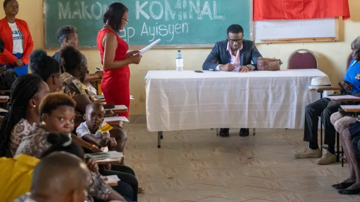 Réunion dans le cadre du projet Makòn, Cap-Haïtien (Haïti) © AFD