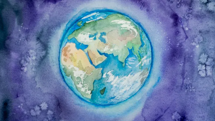 La planète Terre en aquarelle.