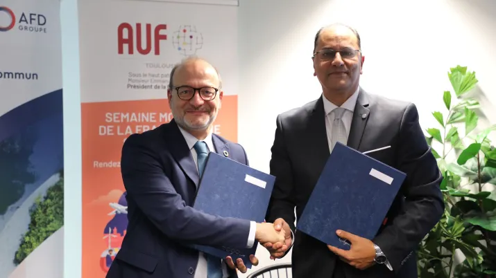 Rémy Rioux, Directeur général de l'AFD et le Dr. Slim Khalbous, Recteur de l'Agence Universitaire de la Francophonie