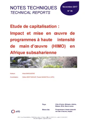 Etude de capitalisation : Impact et mise en œuvre de programmes à haute intensité de main d’œuvre (HIMO) en Afrique subsaharienne