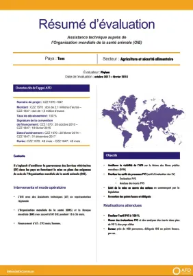 Résumé d'évaluation - Assistance technique auprès de l’Organisation mondiale de la santé animale (OIE)