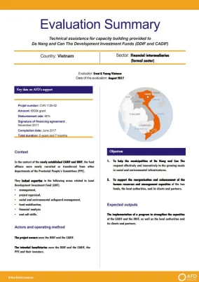 Evaluation Summary - Technical assistance for capacity building provided to Da Nang and Can Tho Development Investment Funds (DDIF and CADIF)
