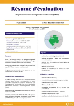 Résumé d'évaluation - Programme d’assainissement prioritaire de Libreville (APRIL), Gabon