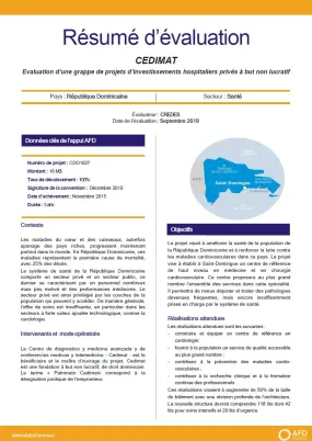 Résumé d'évaluation - CEDIMAT : évaluation d’une grappe de projets d’investissements hospitaliers privés à but non lucratif, République dominicaine