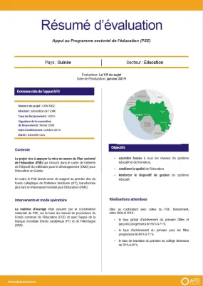 Résumé d'évaluation - Appui au programme sectoriel de l’éducation (PSE), Guinée