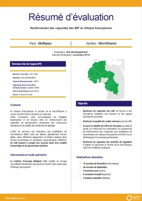 Résumé d'évaluation - Renforcement des capacités des IMF en Afrique francophone