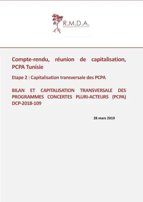 Couv Compte-rendu, réunion de capitalisation, PCPA Tunisie