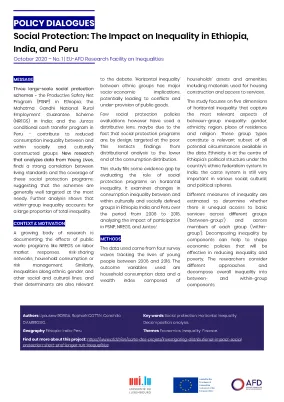 Policy dialogue on Social Protection-Inequality Ethiopia India Peru