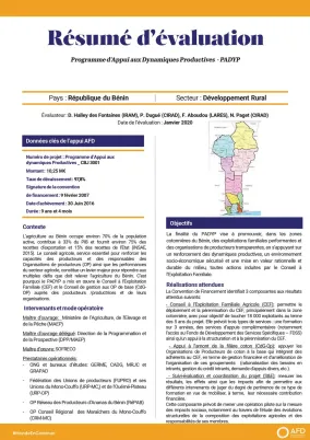 Résumé d'évaluation - Programme d’appui aux dynamiques productives (PADYP), Bénin