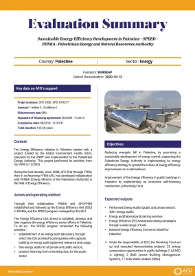 Evaluation Summary - Sustainable Energy Efficiency Development in Palestine – SPEED project