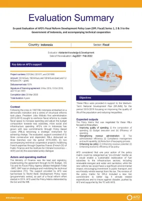 Evaluation Summary -  AFD’s Fiscal Reform Development Policy Loan (DPL Fiscal) to the Government of Indonesia CID1064-CID1071-CID1088