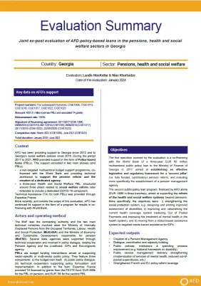 Ex-post evaluation of AFD policy-based loans in the pensions, health and social welfare sectors in Georgia (CGE1008;CGE1016;CGE1022;CGE1023)