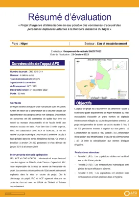 « Projet d’urgence d’alimentation en eau potable des communes d’accueil des personnes déplacées internes à la frontière malienne du Niger »