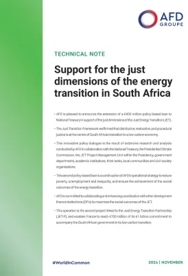 Support for the just dimensions of the energy transition in South Africa