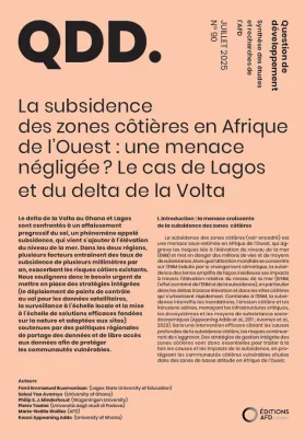 QDD : La subsidence des zones côtières en Afrique de l’Ouest : une menace négligée ? Le cas de Lagos et du delta de la Volta