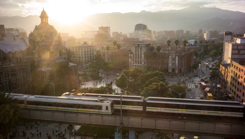 Vue sur le centre de Medellin, Colombie. Janvier 2014
