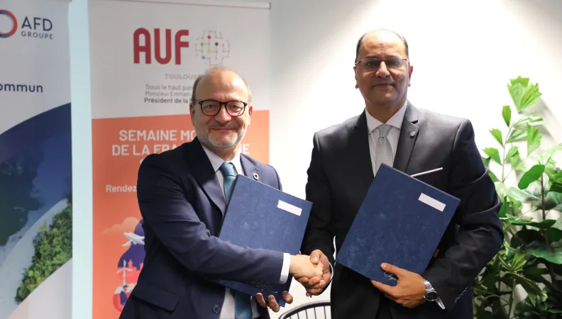 Rémy Rioux, Directeur général de l'AFD et le Dr. Slim Khalbous, Recteur de l'Agence Universitaire de la Francophonie