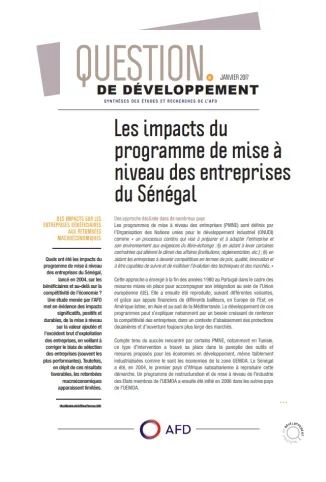 Les impacts du programme de mise à niveau des entreprises du Sénégal