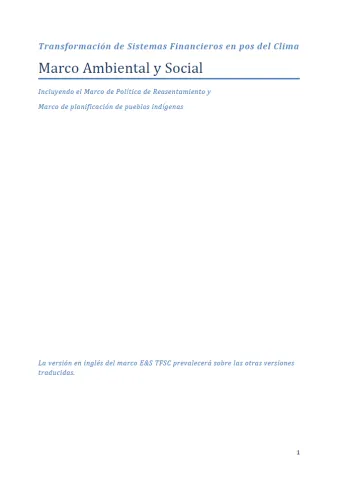 Marco ambiental y social cobertura