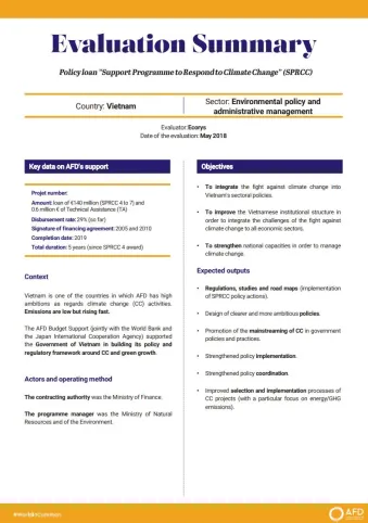 Evaluation Summary - Policy loan "Support programme to respond to climate change" (SPRCC)