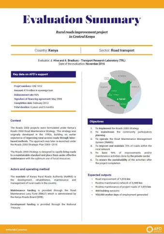 Evaluation Summary - Rural roads improvement project in Central Kenya