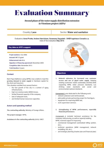 Evaluation Summary - Second phase of the water supply distribution extension in Vientiane project (AEP2)