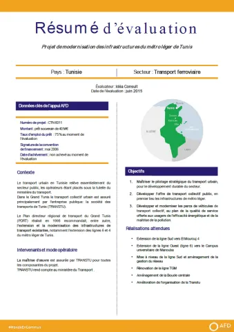 Résumé d'évaluation - Projet de modernisation des infrastructures du métro léger de Tunis CTN6011
