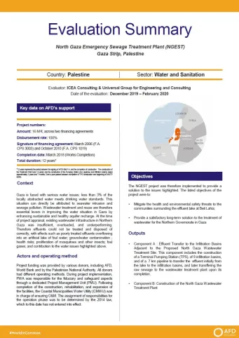 Evaluation Summary - North Gaza Emergency Sewage Treatment Plant (NGEST) Gaza Strip, Palestine