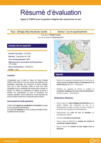 Résumé d'évaluation - Appui à l’OMVS pour la gestion intégrée des ressources en eau