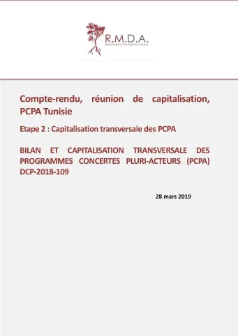 Couv Compte-rendu, réunion de capitalisation, PCPA Tunisie