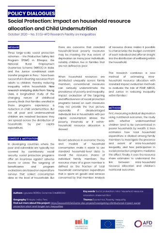 Policy dialogues on Social Protection-Household Resources Allocated to Undernourished Children