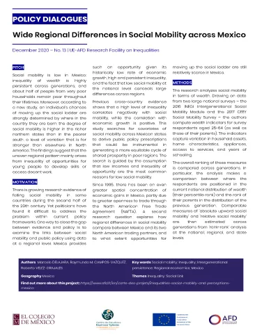 Policy Dialogues on wide Regional Differences in Social Mobility across Mexico