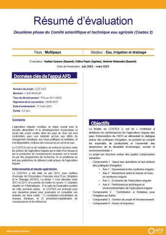 Comité scientifique et technique eau agricole (Costea2)