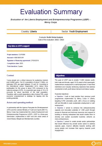 Final Evaluation of the ‘Liberia Employment and Entrepreneurship Programme’ (LEEP) (CLR1009)