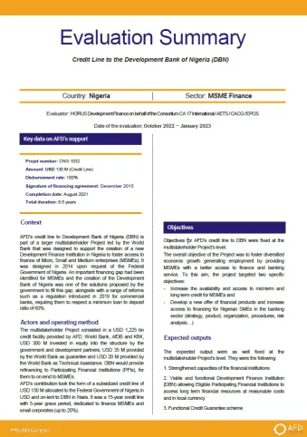 Credit Line to the Development Bank of Nigeria (DBN)