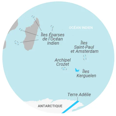 Carte Terres australes et antarctiques françaises (TAAF)